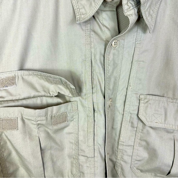 5.11 Tactical Taclite Professional Long-Sleeve Button-Up Work Shirt Sz XL Khaki - Picture 5 of 14